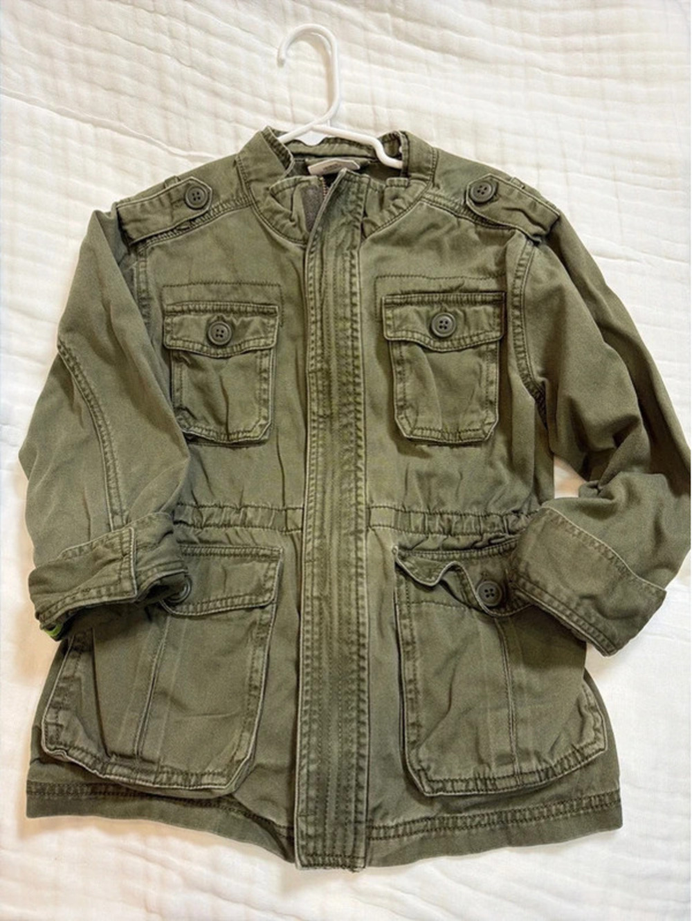 Girls Army Jacket Pockets Green 5/6